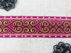 Тесьма жаккард, ш. 5 см, розовый/бордовый