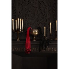 Плетёный флоггер Scandal из натуральной кожи (черный)