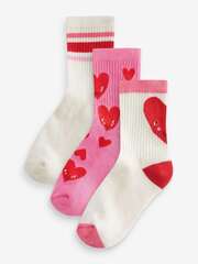 Носки хлопковые для девочки Next 300-448, 3 шт., Белый, Розовый