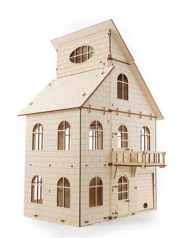 Кукольный дом с лифтом от Eco Wood Art - деревянный конструктор, 3D пазл, сборная модель, для девочек