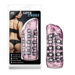 Розовый мастурбатор-вагина со стимулирующими бусинами Super Stroker - 