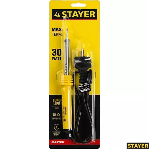 STAYER MAXTerm 30Вт конус, Электропаяльник с пластиковой рукояткой (55305-30)