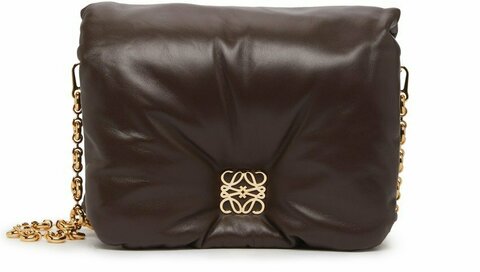 Кожаная сумка Loewe Gate темно-коричневый