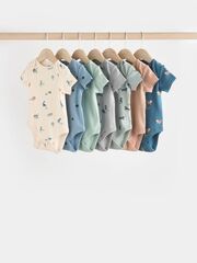 Боди с коротким рукавом для малышей Next K79-790, 7 шт., Синий, Хаки, Бежевый