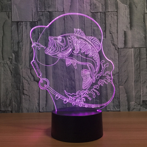 3D светильник Рыба на крючке — 3D light Fish on the hook