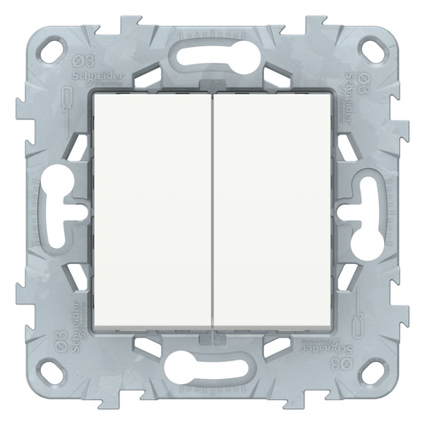 Переключатель двухклавишный. Цвет Белый. Schneider Electric Unica New. NU521318