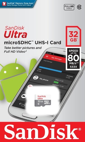 Карта памяти Sandisk Ultra MicroSDHC 32GB cl.10 до 100MB/s