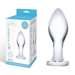 Прозрачная округлая анальная пробка Classic Glass Butt Plug - 10 см. - 