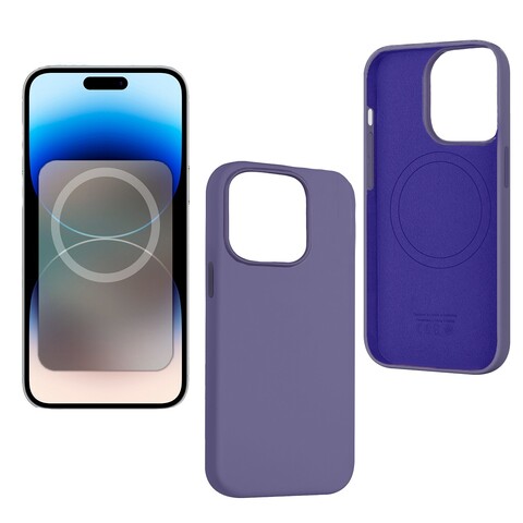Силиконовый чехол (MagSafe + анимация NFC Clear) Silicon Case для iPhone 14 Pro Max (6.7") (Ирисовый) с магнитом Premium