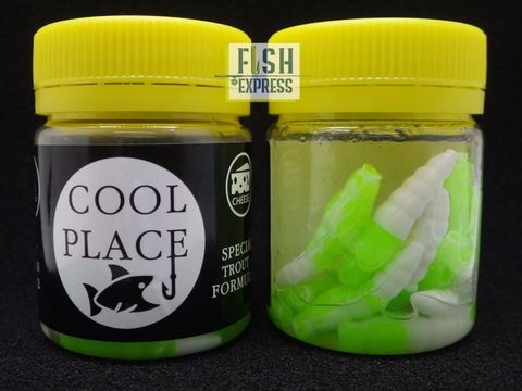 COOL PLACE ЛИЧИНКА(ЗИМА)FLOATING STRETCH цвет ЗЕЛЁНО-БЕЛЫЙ 28мм/12шт в банке