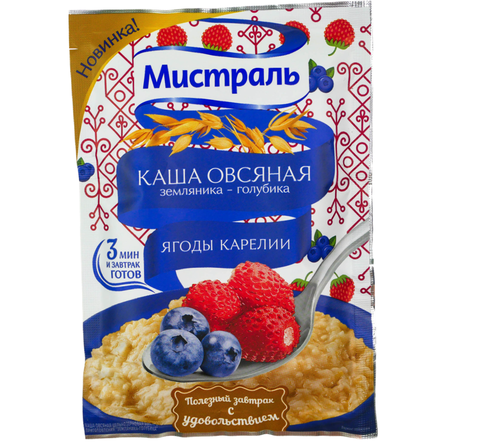 Каша овсяная МИСТРАЛЬ земляника голубика Ягоды Карелии 40г
