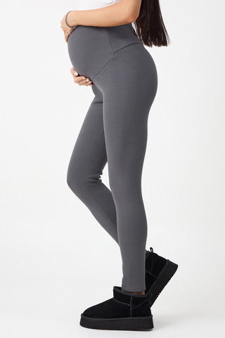 Утепленные леггинсы для беременных 19249 серый