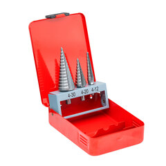 Набор из 3 шт ступенчатых сверл с прямой канавкой HSS M2  4-12, 4-20, 4-30