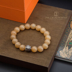 Браслет "Дракон". Медовый нефрит Д 12мм.