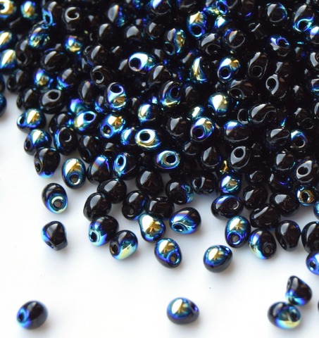 DP-4555 Бисер Миюки дропс Черный радужный /Miyuki drops Black AB