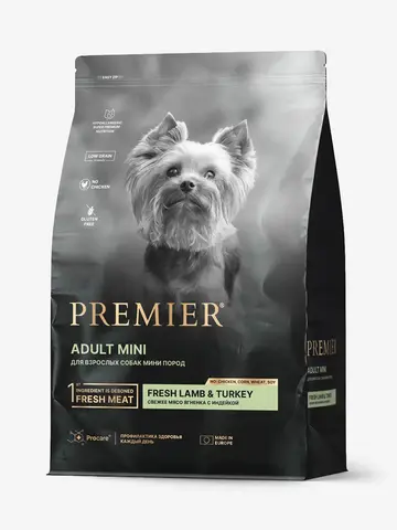 Premier Dog Lamb&Turkey ADULT Mini (Свежее мясо ягненка с индейкой для собак мелких пород) 8кг