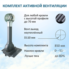 Турбодефлектор TD110 ОЦ, вент.выход 110 не утепленный, проходной элемент универсальный, серый