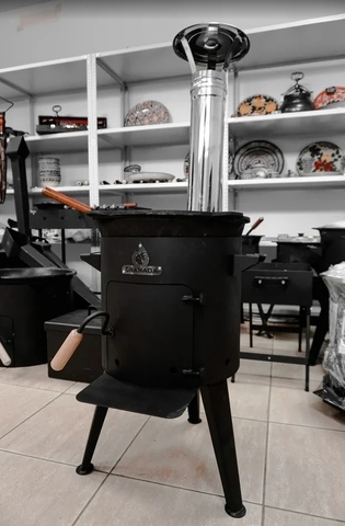 Комплект "Печка с трубой Granada Premium + казан"