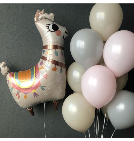 Воздушные шары девочке - фигура фольгированная лама и фонтан шаров