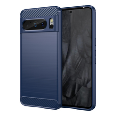 Мягкий чехол синего цвета для  Google Pixel 8 Pro, серия Carbon (дизайн в стиле карбон) от Caseport