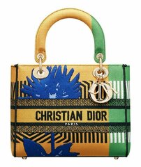 Сумка Dior Lady D-lite, модель среднего формата желтый