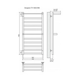 Полотенцесушитель электрический Terminus Хендрикс плюс П11 500x1086, ТЭН HT-1 300W, левый/правый