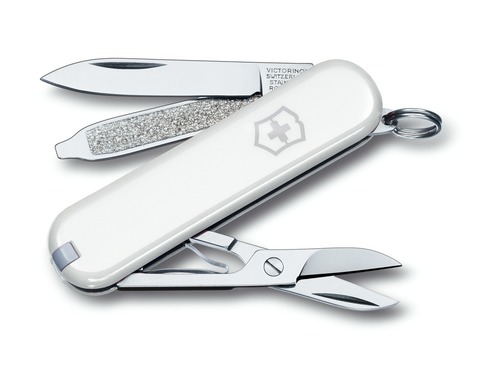 Нож-брелок Victorinox Classic White (0.6223.7) 7 функций, 58 мм. в сложенном виде, цвет белый | Wenger-Victorinox.Ru