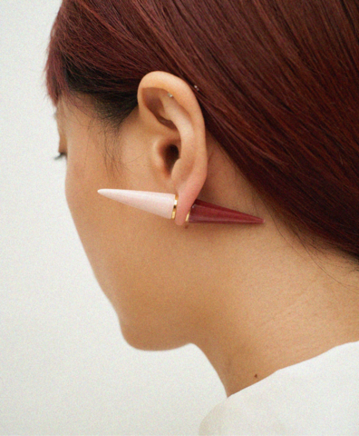 Моносерьга SUPER SPIKE DOUBLE Pink + Burgundy