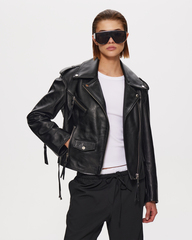 Куртка-косуха сафари со шнуровкой из натуральной кожи