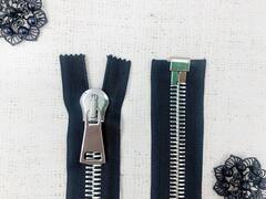 Молния шлифованная металл Т15, L 75 см, чёрный/никель