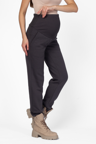 Утепленные брюки для беременных 15051 темно-серый