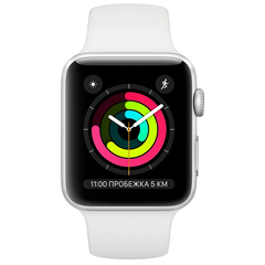 Смарт часы APPLE Watch Series 3 GPS 38mm Silver Aluminium Case with White Sport Band