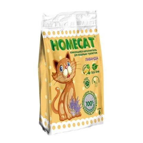 HOMECAT Ecoline наполнитель для кошачьих туалетов комкующийся с ароматом лаванды 6 л