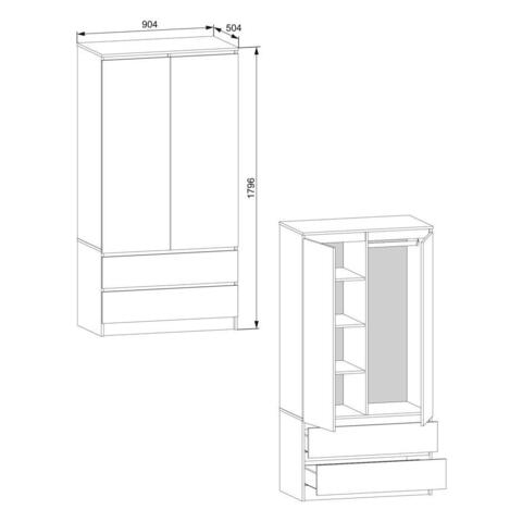 Шкаф распашной Мори МШ-900.1, дуб сонома/белый