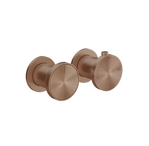 Gessi 66134#708 Внешние части встроенного настенного термостатического смесителя на 2 позиции, медный матовый