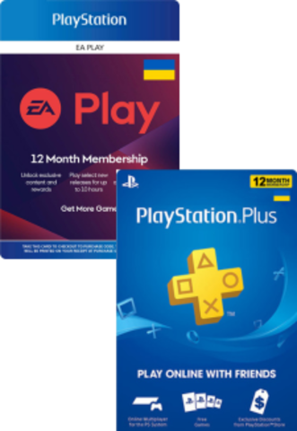 Playstation Store Украина комплект подписок: 12-месячная подписка PlayStation Основная + EA Play 12-месячная подписка [услуга выкупа подписки в аккаунт PSN Украина]