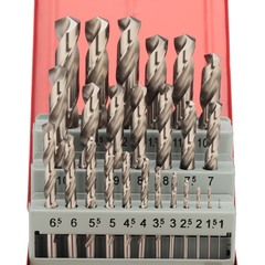 Набор сверл по металлу 1-13мм 25шт DIN338 HSS-G 135° (мет. кейс) H-Tools 214215HT