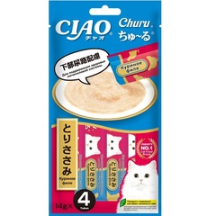 INABA Ciao Churu пюре для кошек куриное филе для поддержания здоровья мочеп системы куриное филе 14г