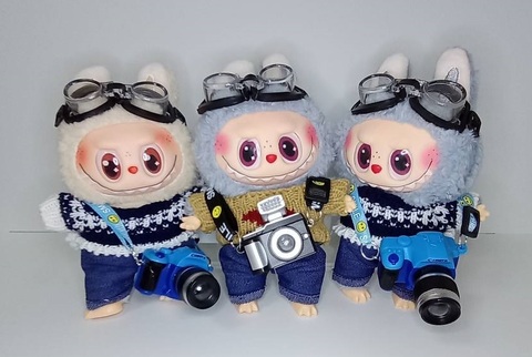 Мягкий брелок Лабубу с фотоаппаратом