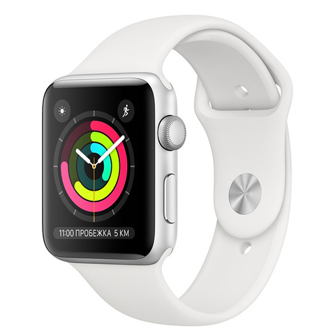 Смарт часы APPLE Watch Series 3 GPS 38mm Silver Aluminium Case with White Sport Band