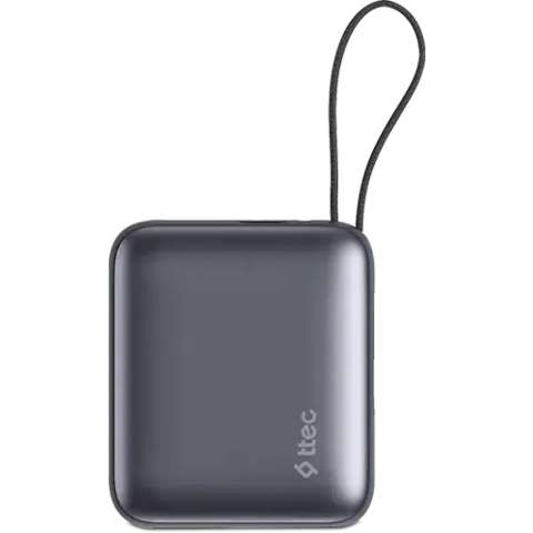 Внешний аккумулятор TTEC ReCharger Mini LCD 10000mAh USB-C PD 35W Powerbank со встроенным кабелем USB-C, серый
