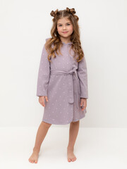 халат  для девочки  К 5763/морской туман,мини сердечки