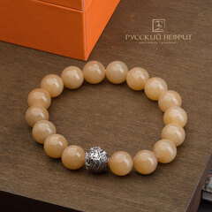 Браслет "Дракон". Медовый нефрит Д 12мм.