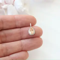 Подвеска Капля с персиковым фианитом, 15*8 мм, родий, П432