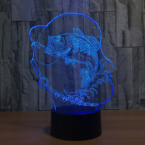 3D светильник Рыба на крючке — 3D light Fish on the hook