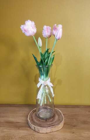тюльпаны махровые, букет 5шт, цвет розовый