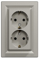 РОЗЕТКА С/У 2-ГНЕЗДА С/З ВИНТОВЫЕ КЛЕММЫ В СБОРЕ БРОНЗА ASFORA /SCHNEIDER/