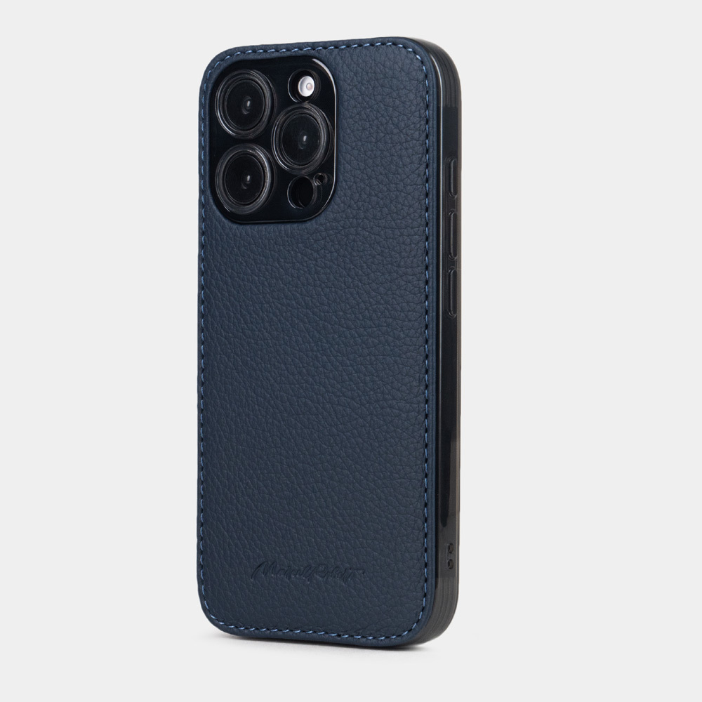 Чехол для iPhone 16 Pro Max из кожи теленка, синего цвета за 6 900 Р