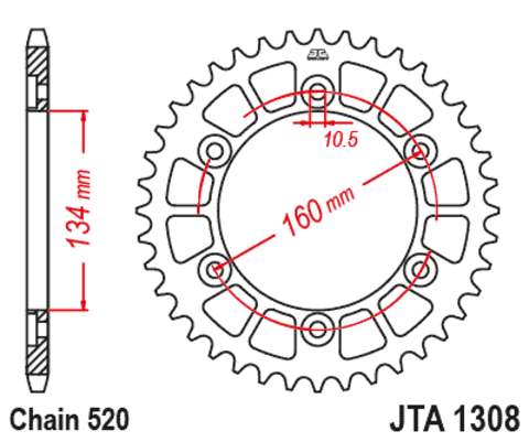 Звезда ведомая алюминиевая JTA1308 42BLK