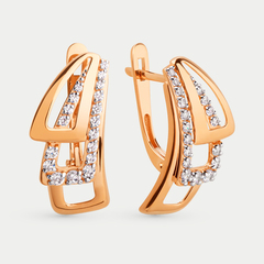 Серьги золотые  с фианитами